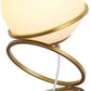 Lampada da tavolo comodino oro con sfera in vetro bianco design moderno lume dorato con cerchi D31