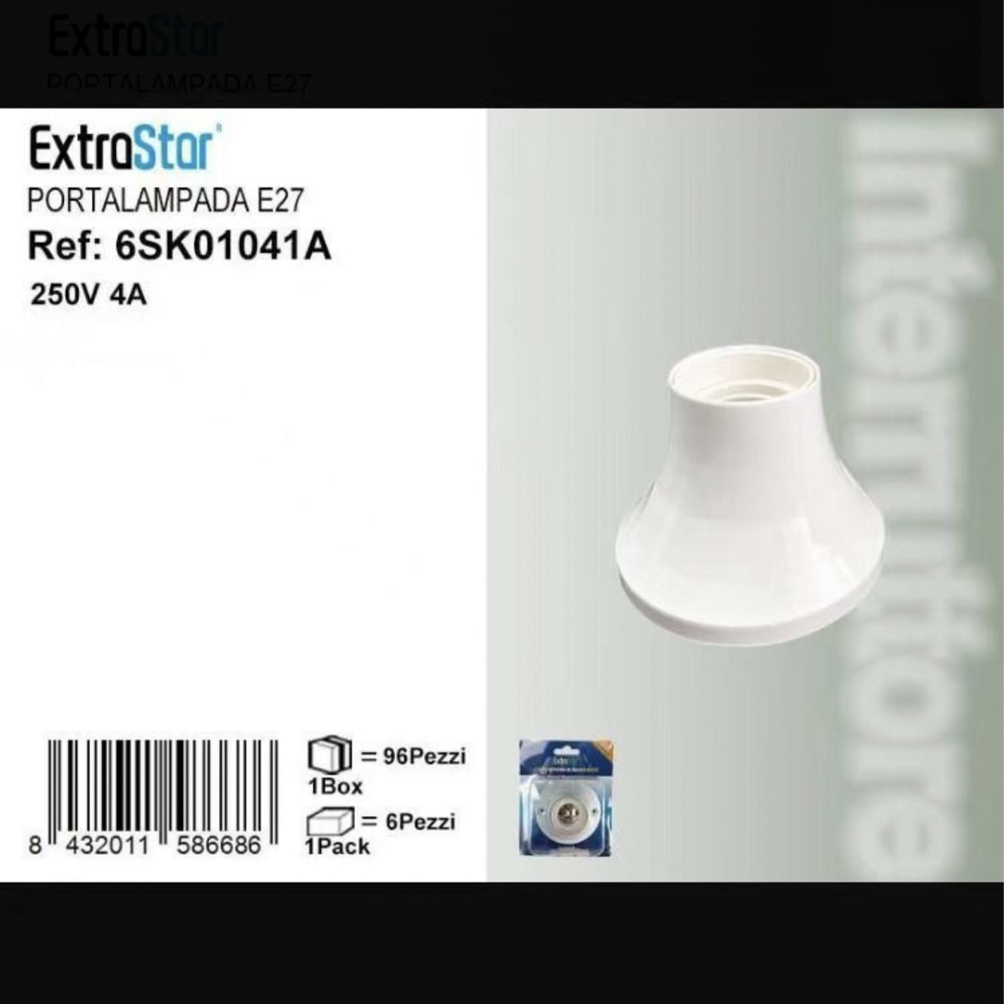 6 Pezzi Portalampada E27 Bianco con Base Curva, Attacco E27, 250V 4A, in Termoplastica Isolante per Lampadine LED e Tradizionali – SK01041A