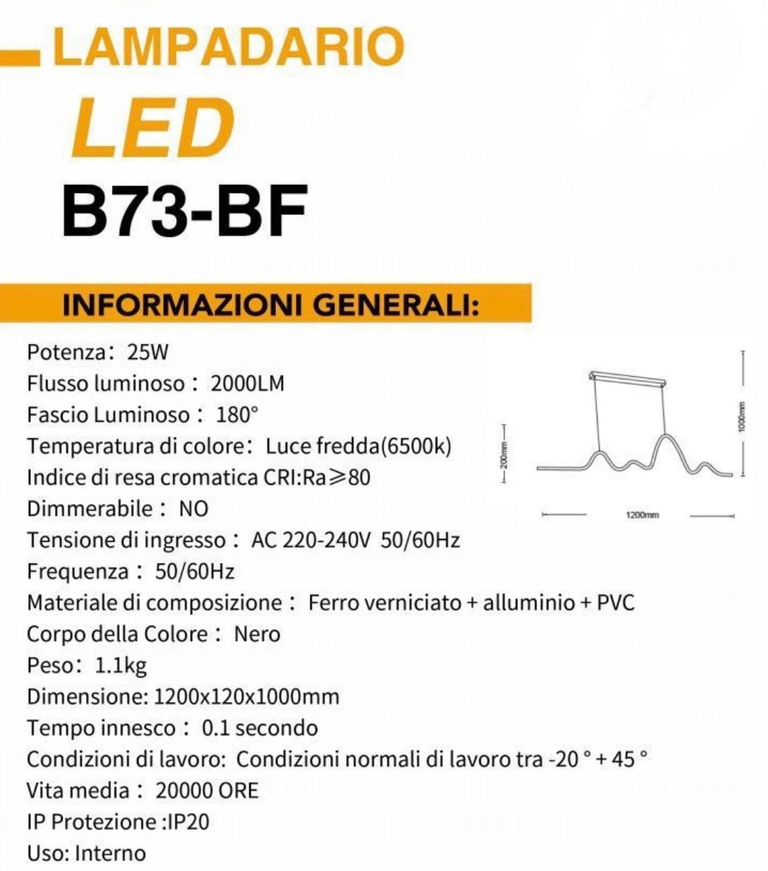 Lampadario LED Battito 25w B73