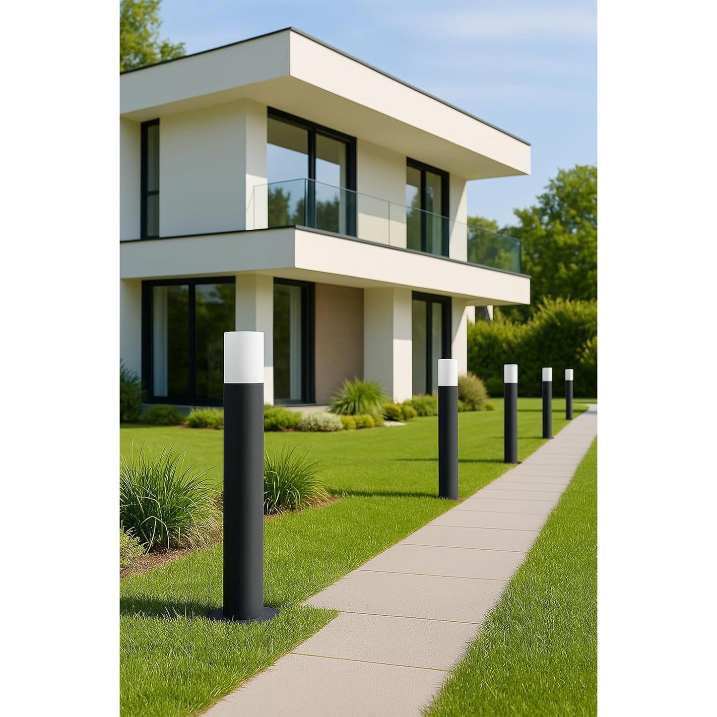 Lampione da Giardino IP54 E27 | Paletto Luminoso da Esterno in Alluminio | Per Vialetti, Cortile e Terrazzo | Max 60W | Modello 529PA-B440