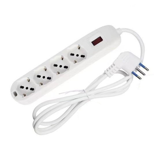 2 Pezzi Multipresa 4 Prese Universali 10A con Interruttore, Cavo 1,5 m, Spina Italiana Tipo L, Protezione da Sovraccarico, Bianco – 80184N