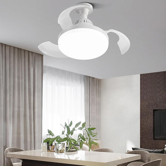 Ventilatore da Soffitto con Luce LED 22W E27 – Plafoniera con Ventola Silenziosa, 3 Colori di Luce 3000K/4000K/6500K, Telecomando, Memoria, per Camera da Letto e Soggiorno MNL012