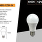 Lampadina LED E27 A60 12W, 1160LM, 230V, Angolo 220°, Non Dimmerabile – Luce Calda 3000K / Naturale 4000K / Fredda 6500K – Confezione da 6 Pezzi – A60-12W (