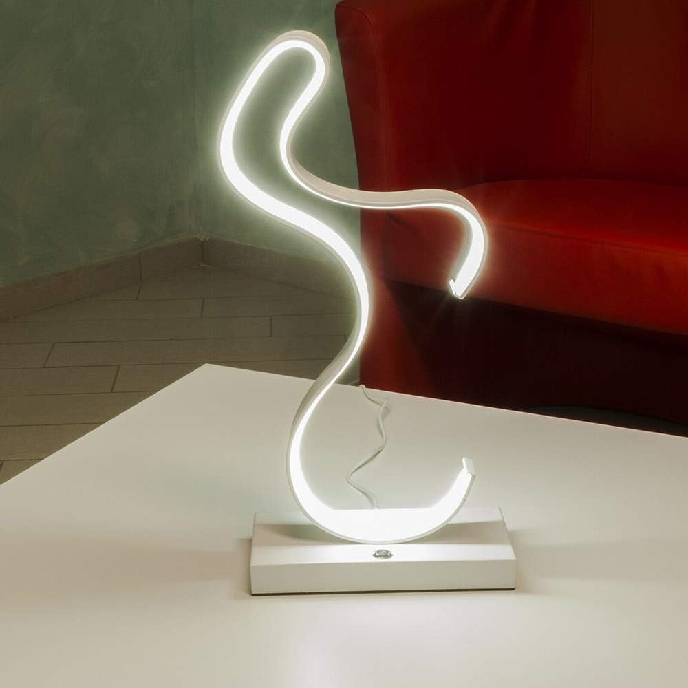 Lampada da Tavolo LED Moderna – 12W, Design Artistico a S, CRI≥80, 3000K / 4000K / 6500K, Lampada da Comodino e Scrivania, Interno IP20- D03
