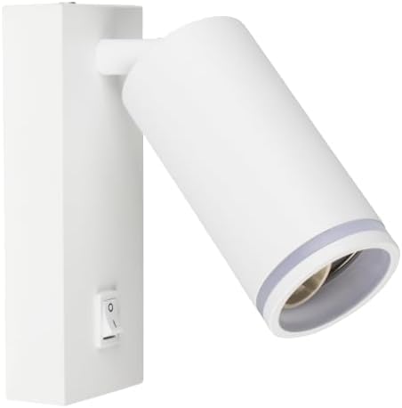 Applique da parete orientabile con interruttore | Attacco GU10 | Lampada da muro in alluminio sabbiato | Design moderno | Disponibile in bianco e nero (lampadina non inclusa) MR-02