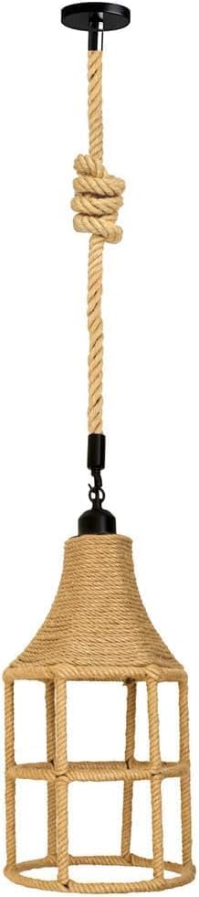 Lampadario a sospensione con paralume a campana in corda di canapa stile vintage retrò lampada E27 arredo casa A41-1