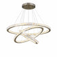 Lampadario LED Moderno a Sospensione 54W con 3 Anelli Cristallo, Telecomando, CCT 3000K 4000K 6500K, Lampada Design per Soggiorno Sala da Pranzo – A63-3C