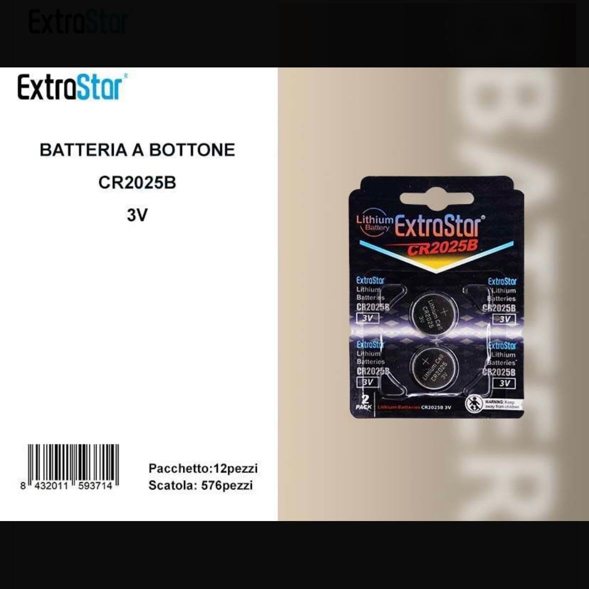 Batterie CR2025 al Litio 3V – Pile a Bottone per Chiavi Auto, Telecomandi, Orologi e Dispositivi Elettronici – 24 Pezzi (12 Confezioni da 2) – A-CR 2025B