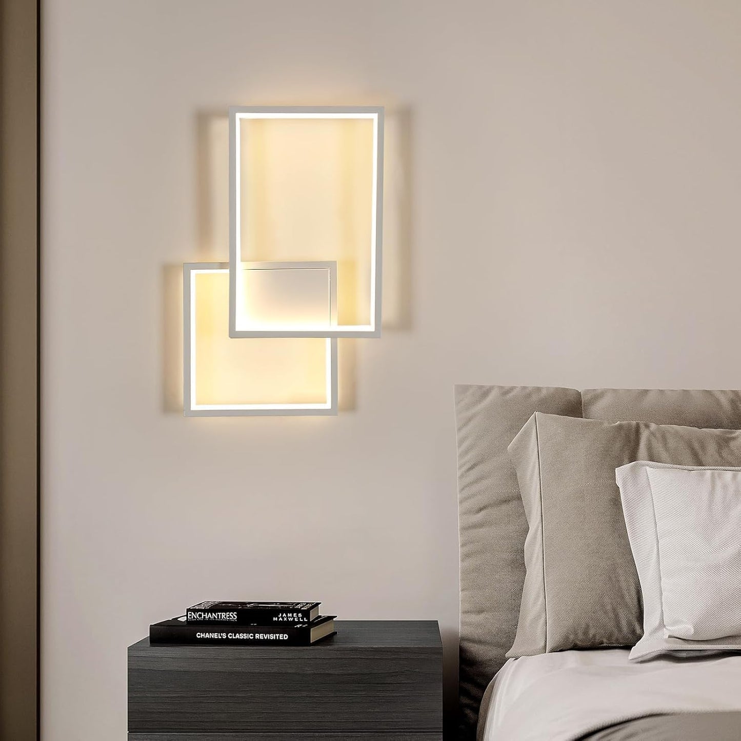 Applique LED Moderna 24W da Parete, CCT Switch 3000K/4000K/6500K, Lampada da Muro Design Geometrico per Soggiorno Camera Corridoio, IP20 – Serie AQ34