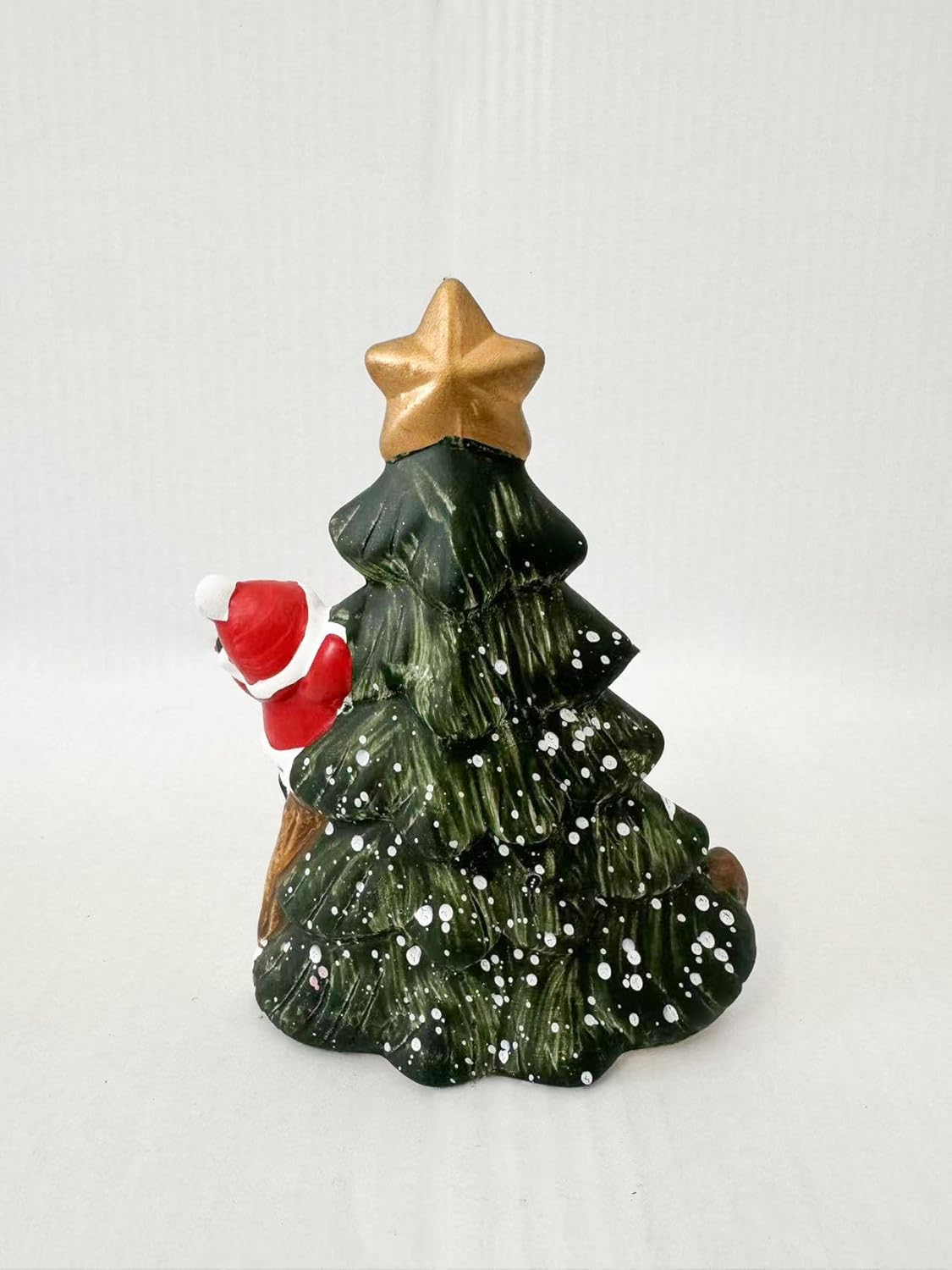 Decorazione Natalizia con Babbo Natale e Albero di Natale, Casetta Luminosa LED, Ornamento da Tavolo per Natale