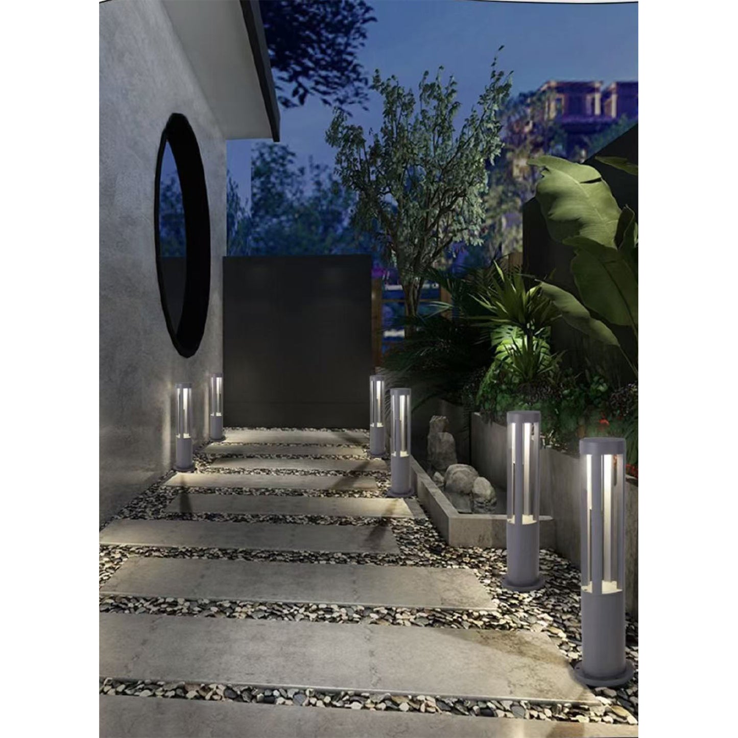 Lampada da giardino IP65 12W per esterno, bollard light in alluminio+vetro, 600lm, 3000K/4000K/6500K – Serie ES28