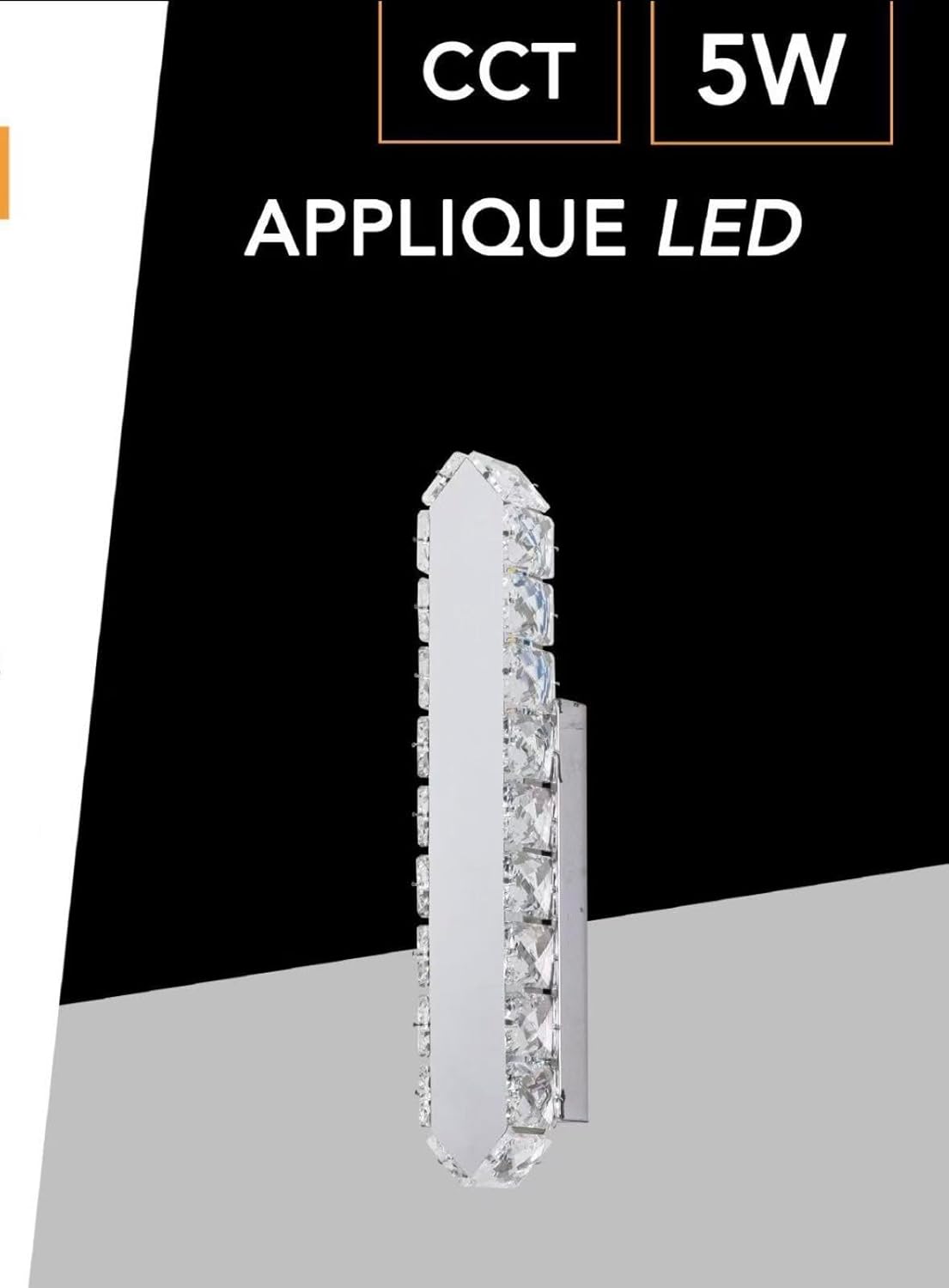Applique da Muro LED Cristallo 5W, 3000K-6500K CCT, Moderno Lampada da Parete Interno, Acciaio Inossidabile + Vetro, per Camera da Letto, Corridoio, Soggiorno AQ21-3C