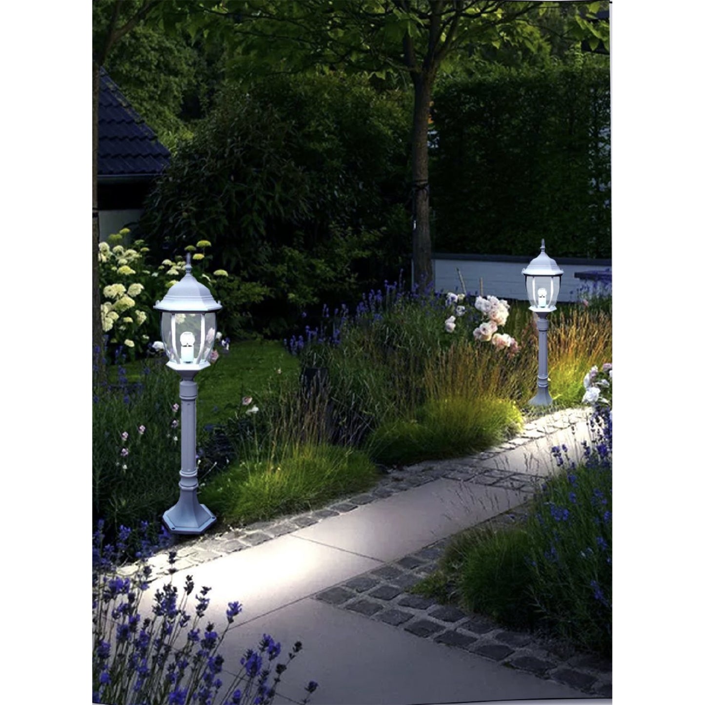 TEKHOME Lampada da Giardino E27 90cm in Alluminio Impermeabile IP55 per Esterno – Palo da Giardino in Stile Classico per Passerella, Cortile, Giardino – Senza Lampadina ES39