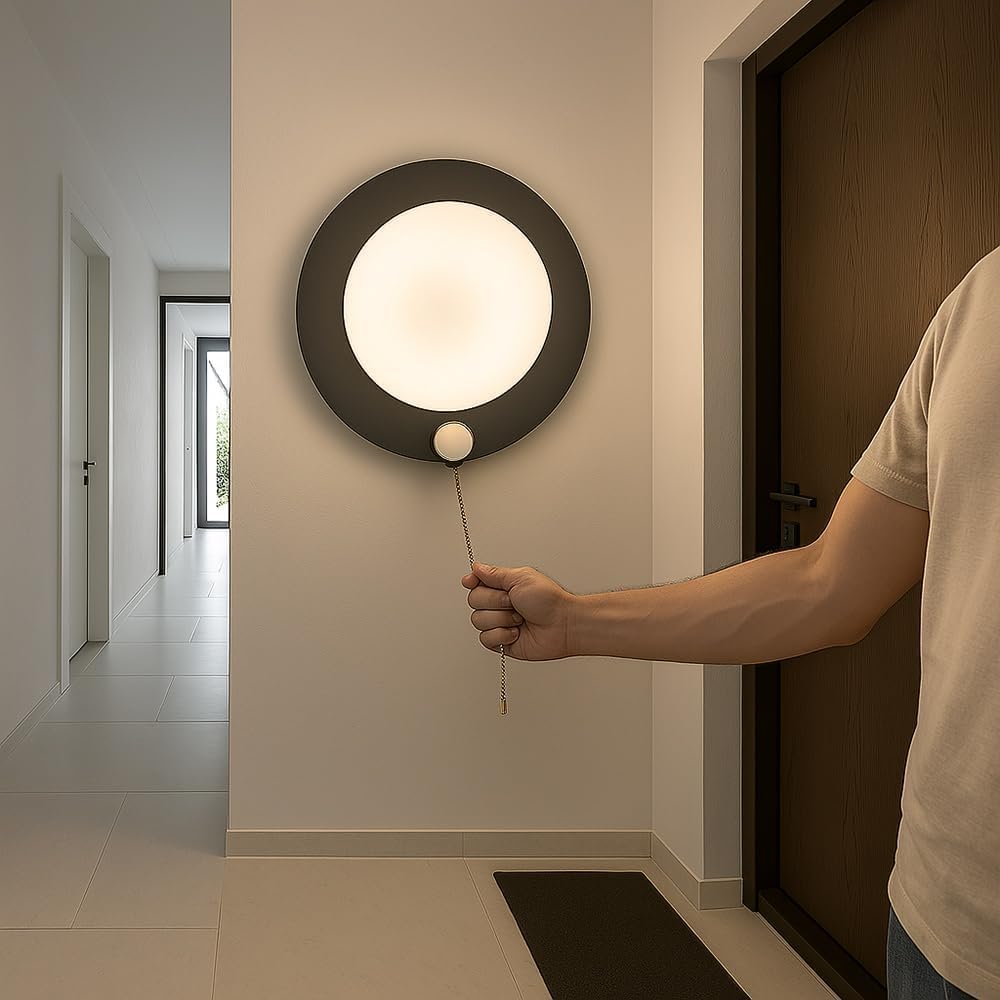 Applique da parete LED 10W con luce regolabile 3000K-6500K, design moderno rotondo in metallo e acrilico bianco-nero, lampada da muro per soggiorno, camera da letto e corridoio, IP20 AQ20-3C