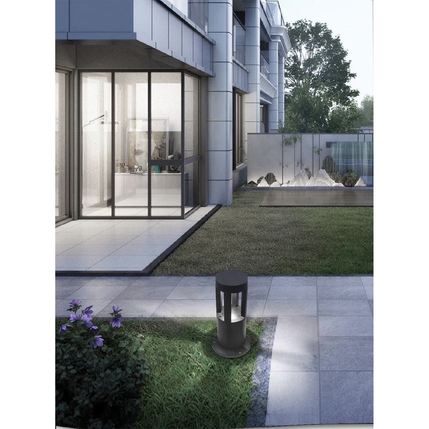 Lampada da Giardino LED IP65 12W 600LM | Paletto Luminoso per Esterno in Alluminio | Luce Calda/Naturale/Fredda | Grigio – Serie ES59