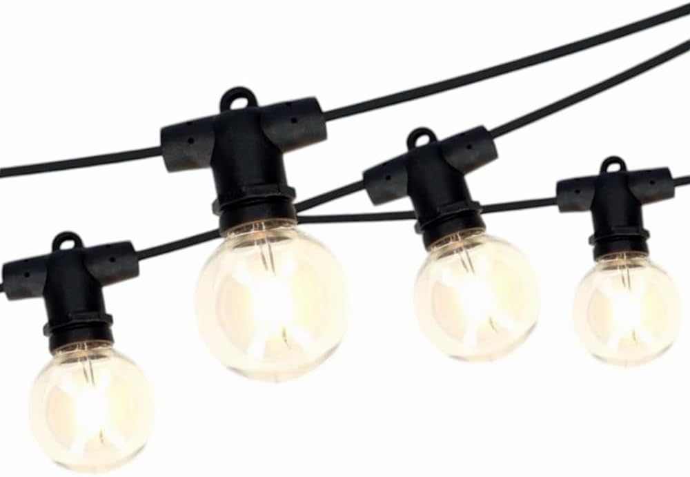 Catena Luminosa Esterna 10M, Lampadine G40 incluse, IP65 Impermeabile, Decorazione Giardino Terrazzo Balcone, Catena Luminosa E12 10 Lampade – Nero FLT-G40
