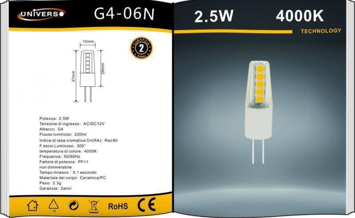 Lampadine LED G4 2.5W 220LM 12V 10 Pezzi G4-06