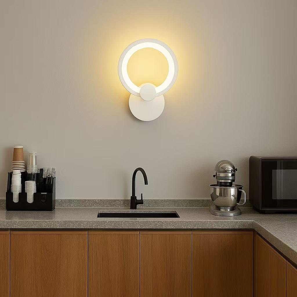 TEKHOME Applique da muro LED 9W moderna, 3 temperature colore 3000K-4000K-6500K, lampada da parete bianca design creativo per camera da letto e soggiorno E27-3C