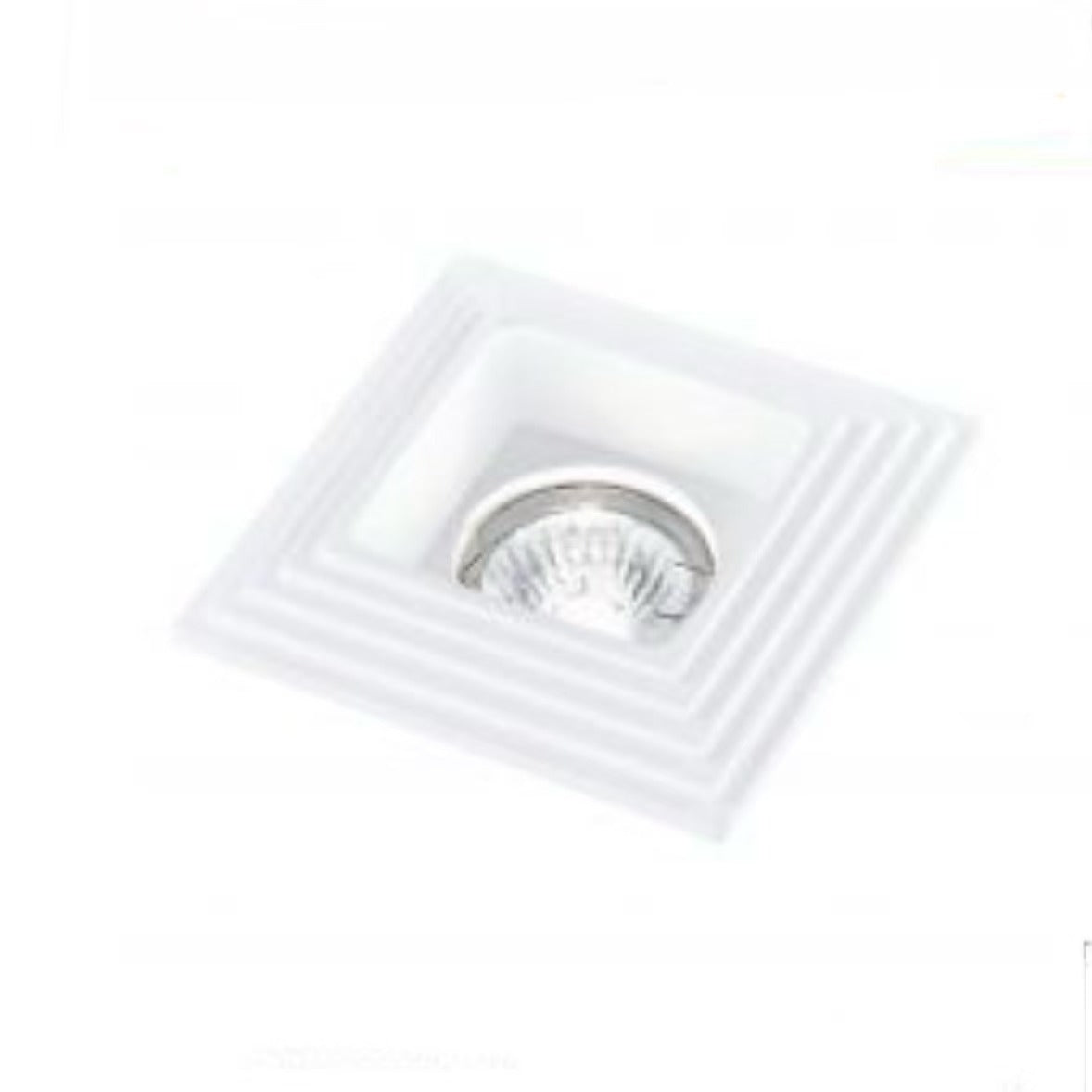 Portafaretto da Incasso in Gesso GU10, Quadrato 124×124 mm, Verniciabile, per Cartongesso, Bianco, IP20 GS-16