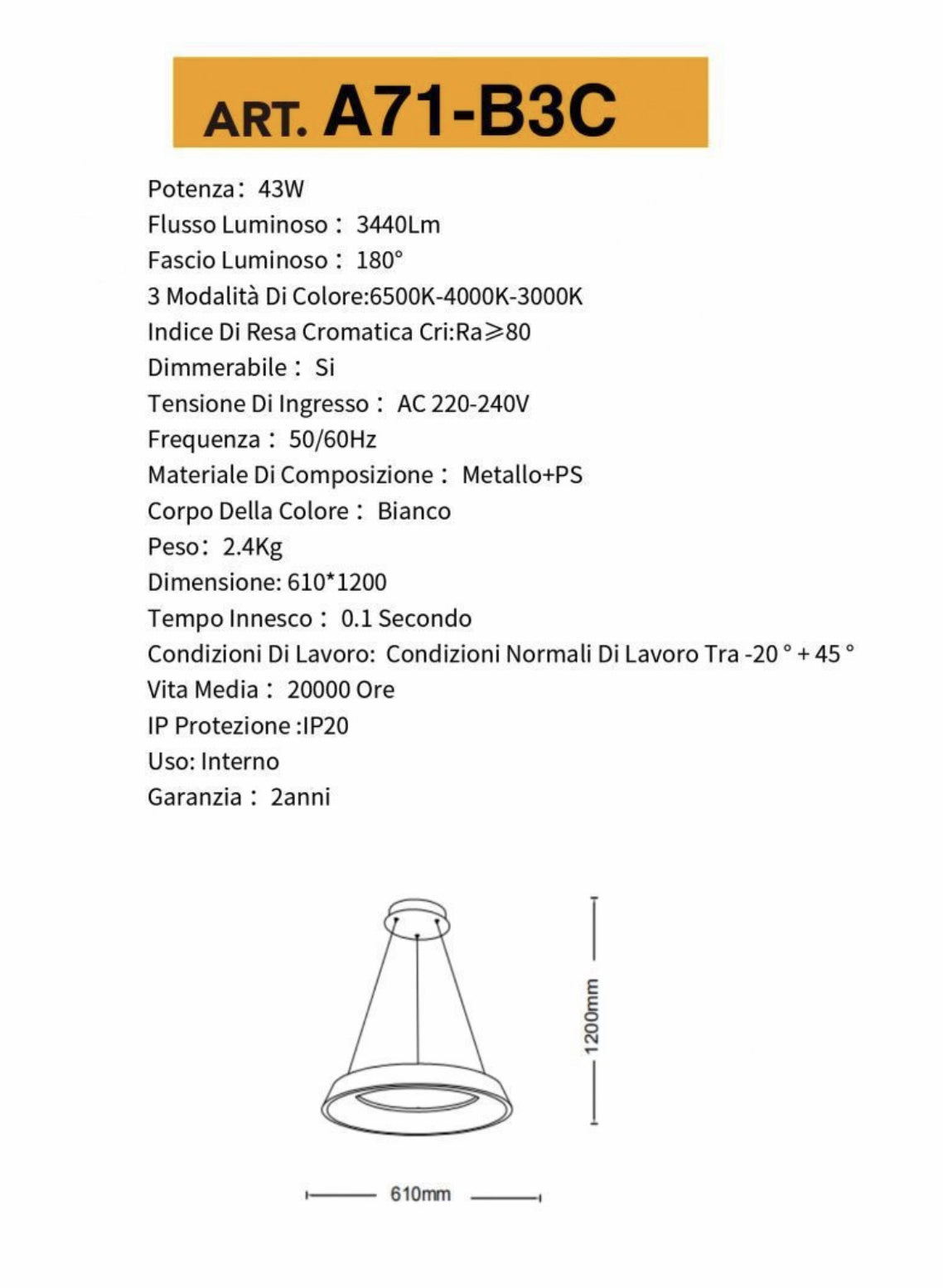 TEKHOME Lampadari a led 43 watt tre colorazioni di luce lampada da soffitto a sospensione ultra moderno cucina soggiorno A71