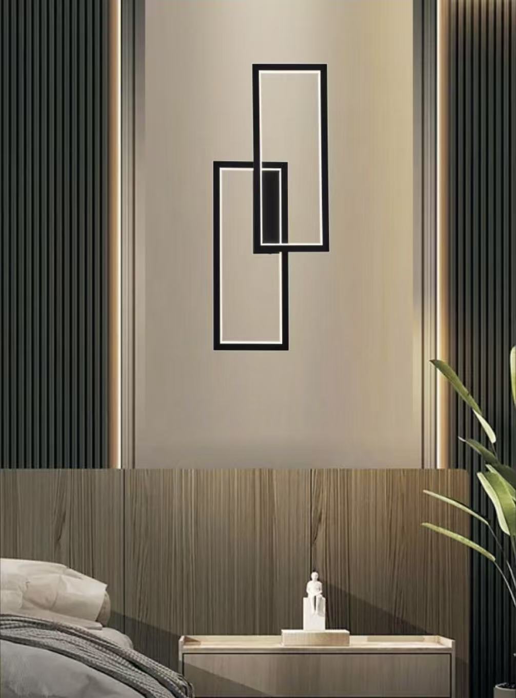 TEKHOME Applique da muro LED 32W moderna rettangolare, luce bianca regolabile 3000K-6500K, lampada da parete per camera da letto soggiorno, disponibile in Bianco e Nero AQ25