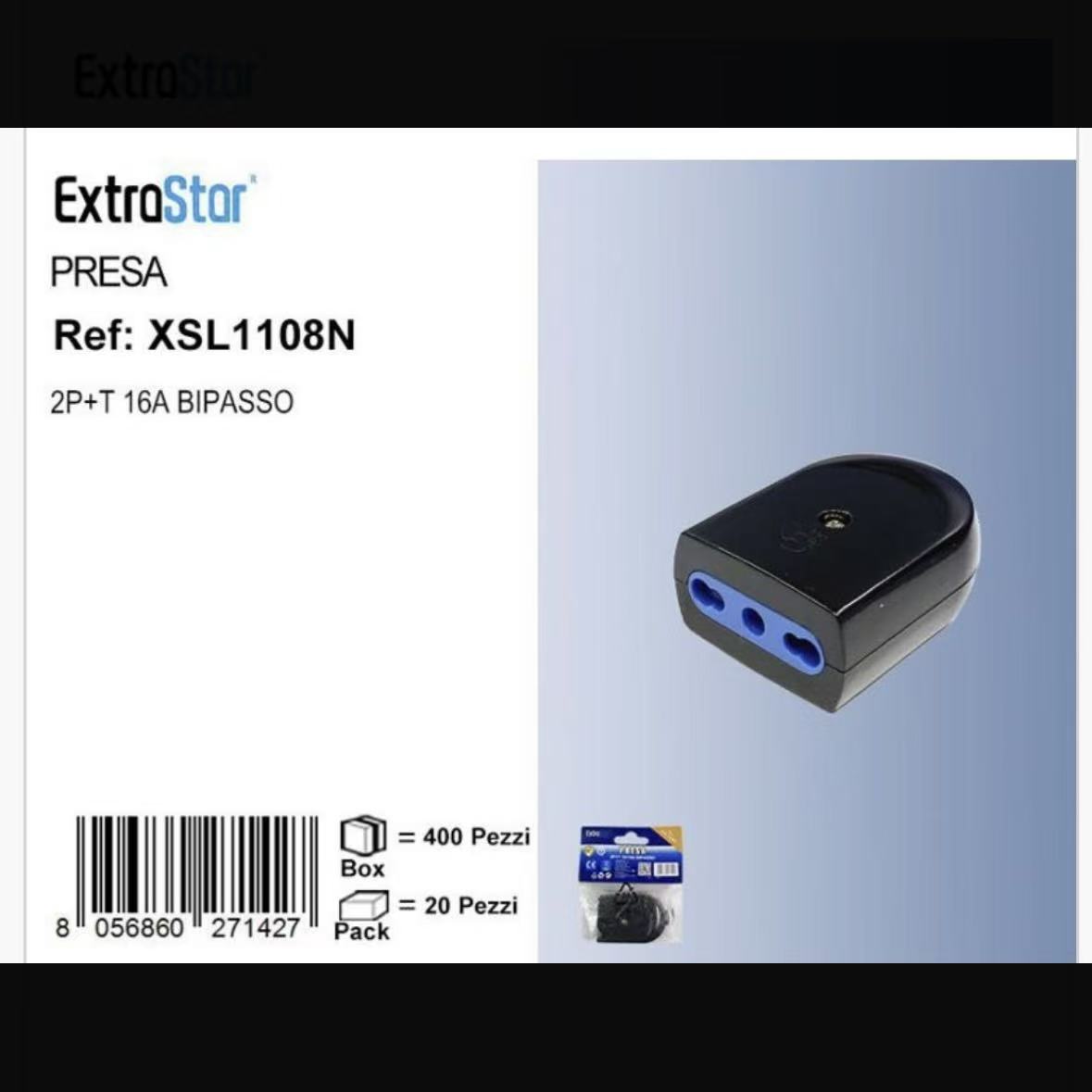 5 Pezzi –Presa Bipasso 16A 2P+T Italiana – Presa Elettrica 10/16A per Uso Domestico, Adattatore Senza Cavo –  Modello XSL1108N