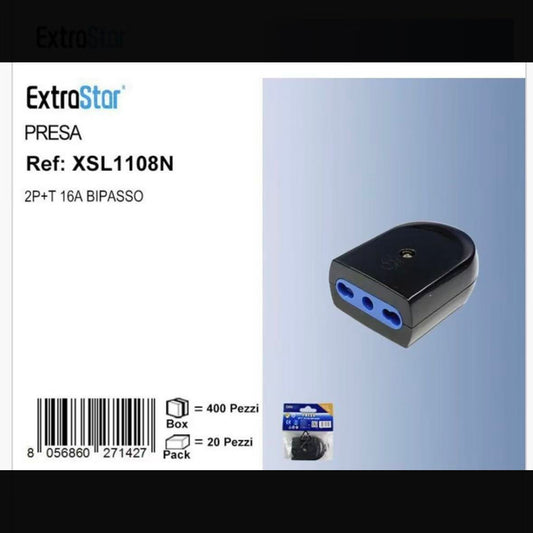 5 Pezzi –Presa Bipasso 16A 2P+T Italiana – Presa Elettrica 10/16A per Uso Domestico, Adattatore Senza Cavo –  Modello XSL1108N