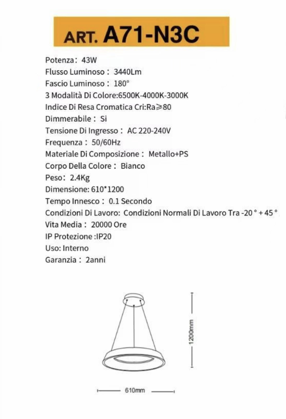 TEKHOME Lampadari a led 43 watt tre colorazioni di luce lampada da soffitto a sospensione ultra moderno cucina soggiorno A71
