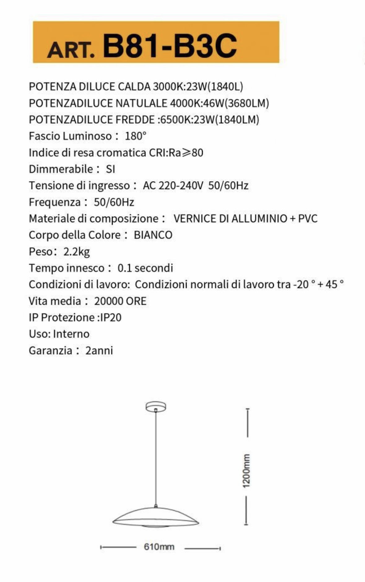 TEKHOME Lampadario a led a sospensione 46 watt 3 colorazione di luce dimmerabile con telecomando lampada da cucina soggiorno B81