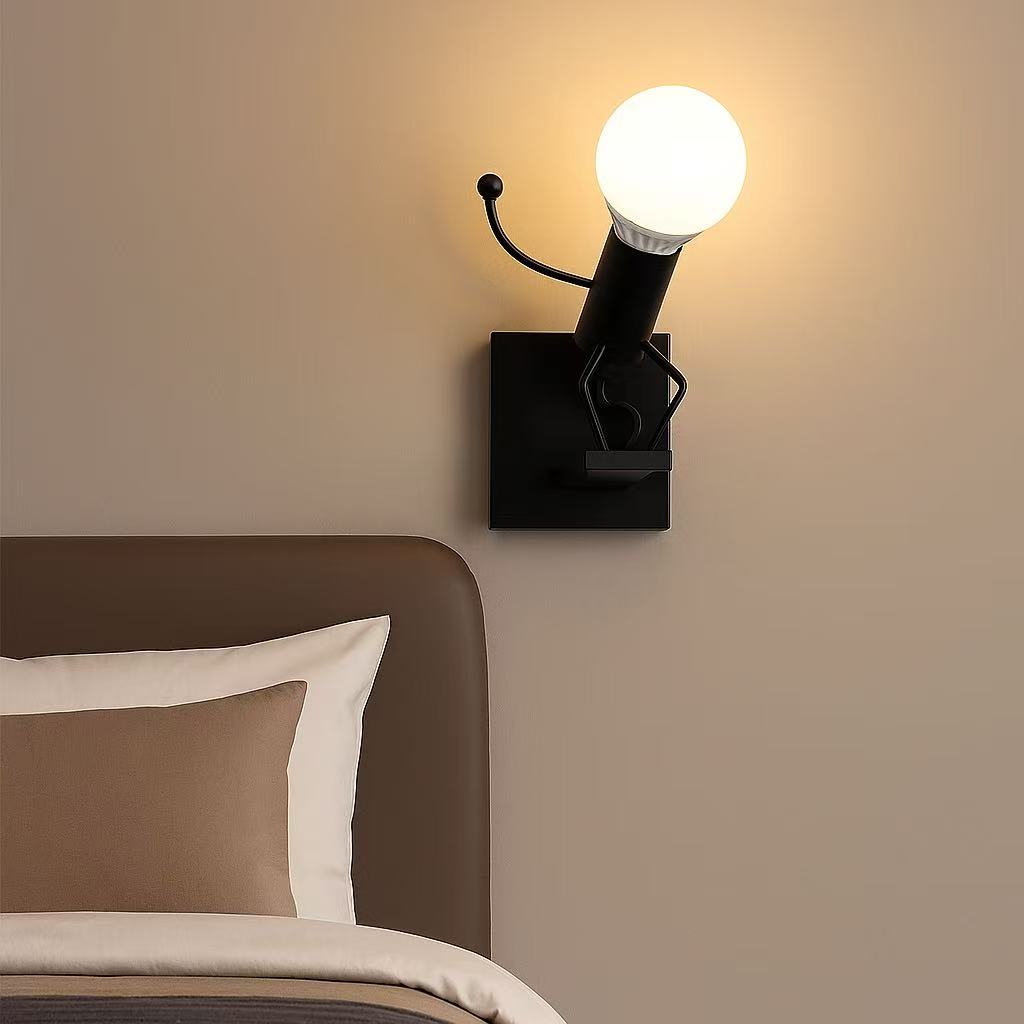 TEKHOME Applique da Muro E27 Design Moderno Metallo, Lampada da Parete con Portalampada E27, Bianco/Nero, per Soggiorno Camera da Letto AQ50
