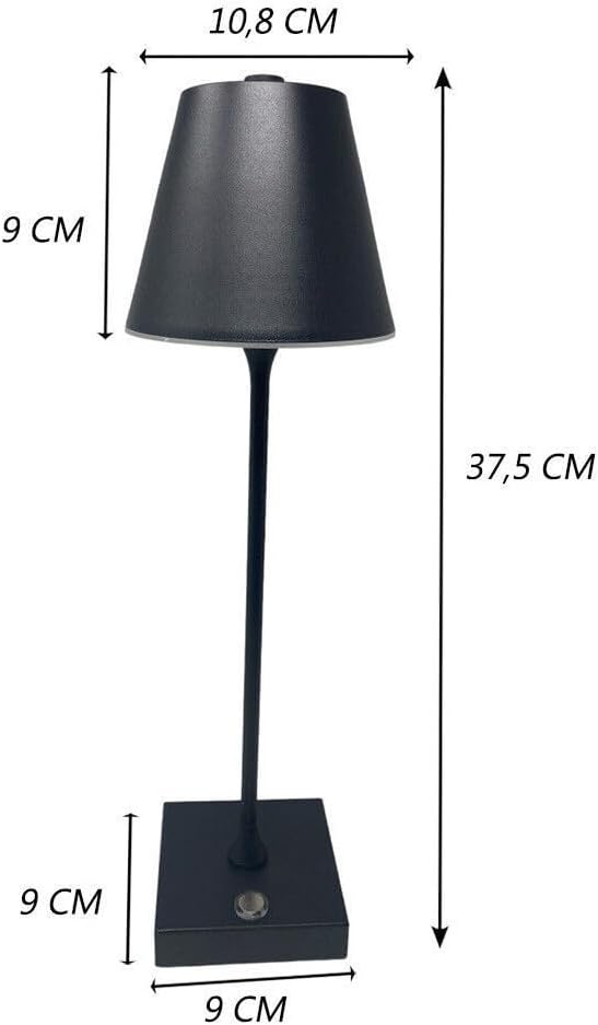 Lampada da Tavolo Ricaricabile LED  – Senza Fili, 3 Temperature di Colore, Dimmerabile Touch, USB, Moderna per Ristorante, Camera, Comodino D27-3C