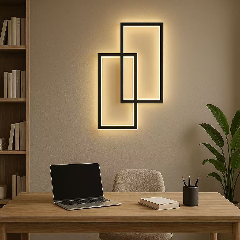 TEKHOME Applique da muro LED 32W moderna rettangolare, luce bianca regolabile 3000K-6500K, lampada da parete per camera da letto soggiorno, disponibile in Bianco e Nero AQ25