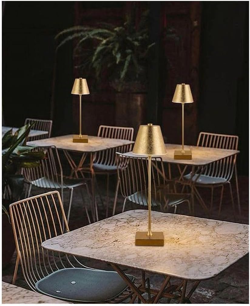 Lampada da Tavolo Ricaricabile LED  – Senza Fili, 3 Temperature di Colore, Dimmerabile Touch, USB, Moderna per Ristorante, Camera, Comodino D27-3C
