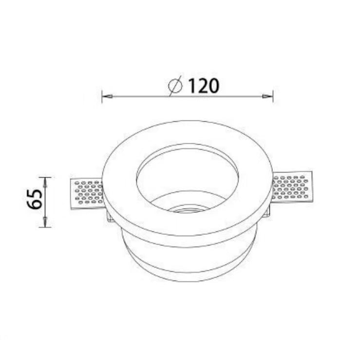 Portafaretto in Gesso da Incasso GU10 Ø120 mm – Verniciabile, Per Cartongesso, Compatibile LED, Design Minimal Bianco GS-15