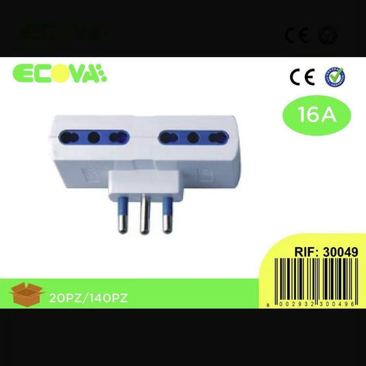 5 Pezzi – Adattatore Multiplo 16A Bipasso 2P+T Italiano – Presa Tripla Salvaspazio per Casa e Ufficio – RIF.30049