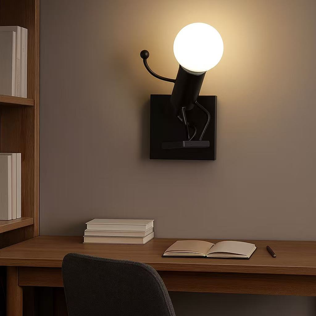 TEKHOME Applique da Muro E27 Design Moderno Metallo, Lampada da Parete con Portalampada E27, Bianco/Nero, per Soggiorno Camera da Letto AQ50