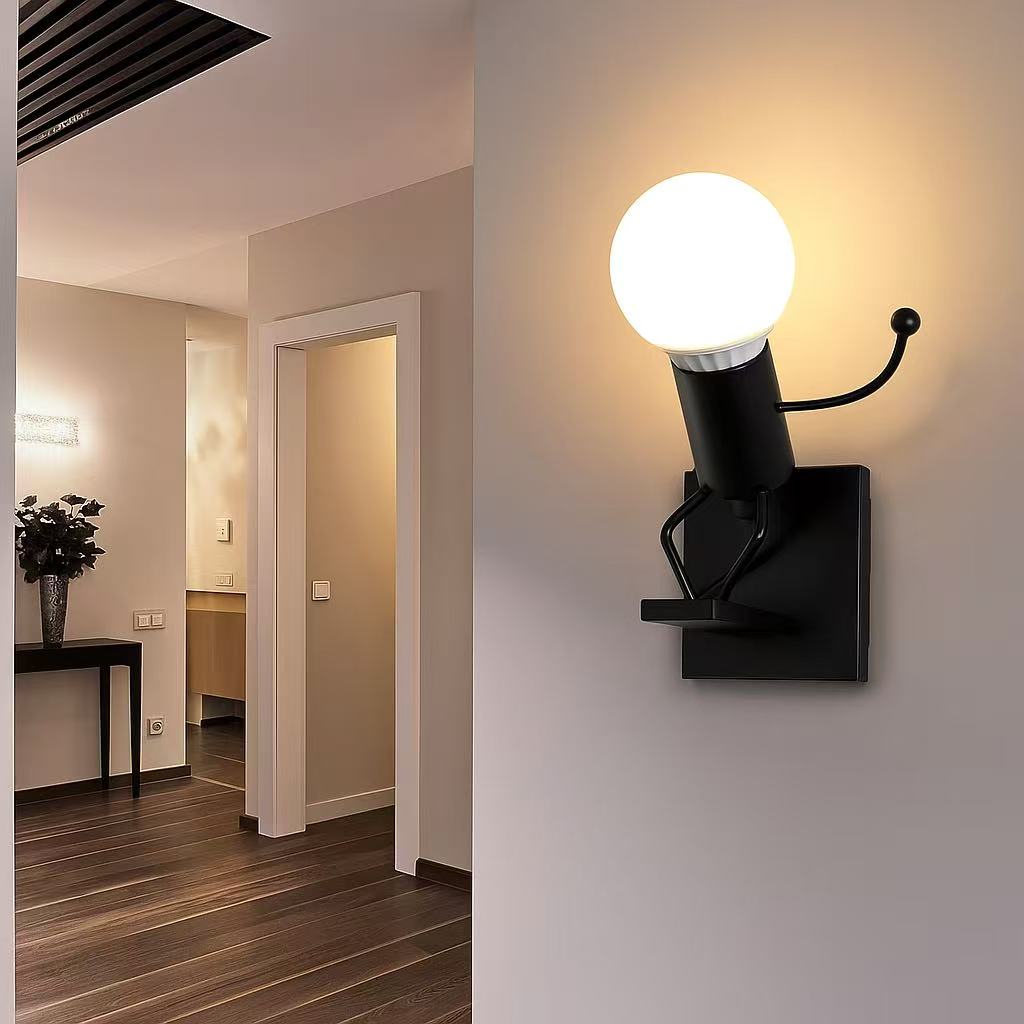 TEKHOME Applique da Muro E27 Design Moderno Metallo, Lampada da Parete con Portalampada E27, Bianco/Nero, per Soggiorno Camera da Letto AQ50