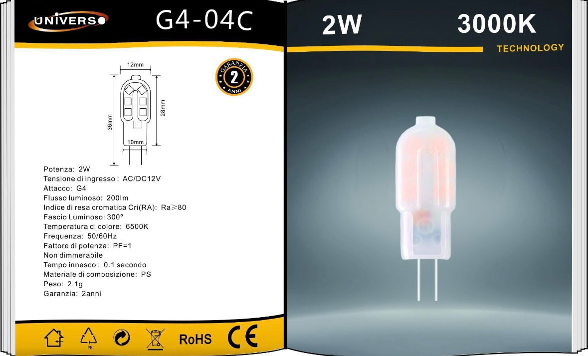 Lampadine LED G4 2W 200LM 12V 10 Pezzi G4-04
