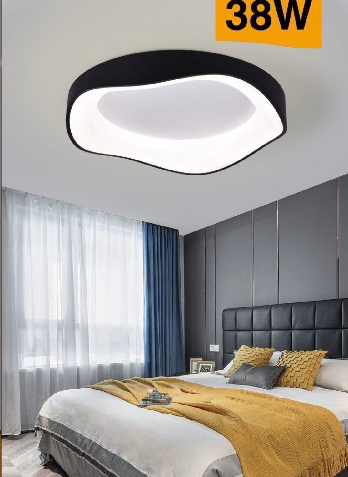 TEKHOME Plafoniera LED Moderna 38W, Dimmerabile, 3 Modalità di Colore 3000K-4000K-6500K, 3040LM,Bianco e Nero, Design Elegante per Camera da Letto e Soggiorno C53