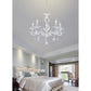 Lampadario a Sospensione Classico in Vetro e Metallo, 5 Luci E14, Stile Elegante per Soggiorno e Camera da Letto, Colori Bianco o Nero – A15-5