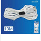 Prolunga Elettrica Lineare 10 Metri, Spina Italiana 10A, Cavo 3G1.0 mm², Presa Singola per Uso Domestico e Professionale, Bianca – C-X203064-10M