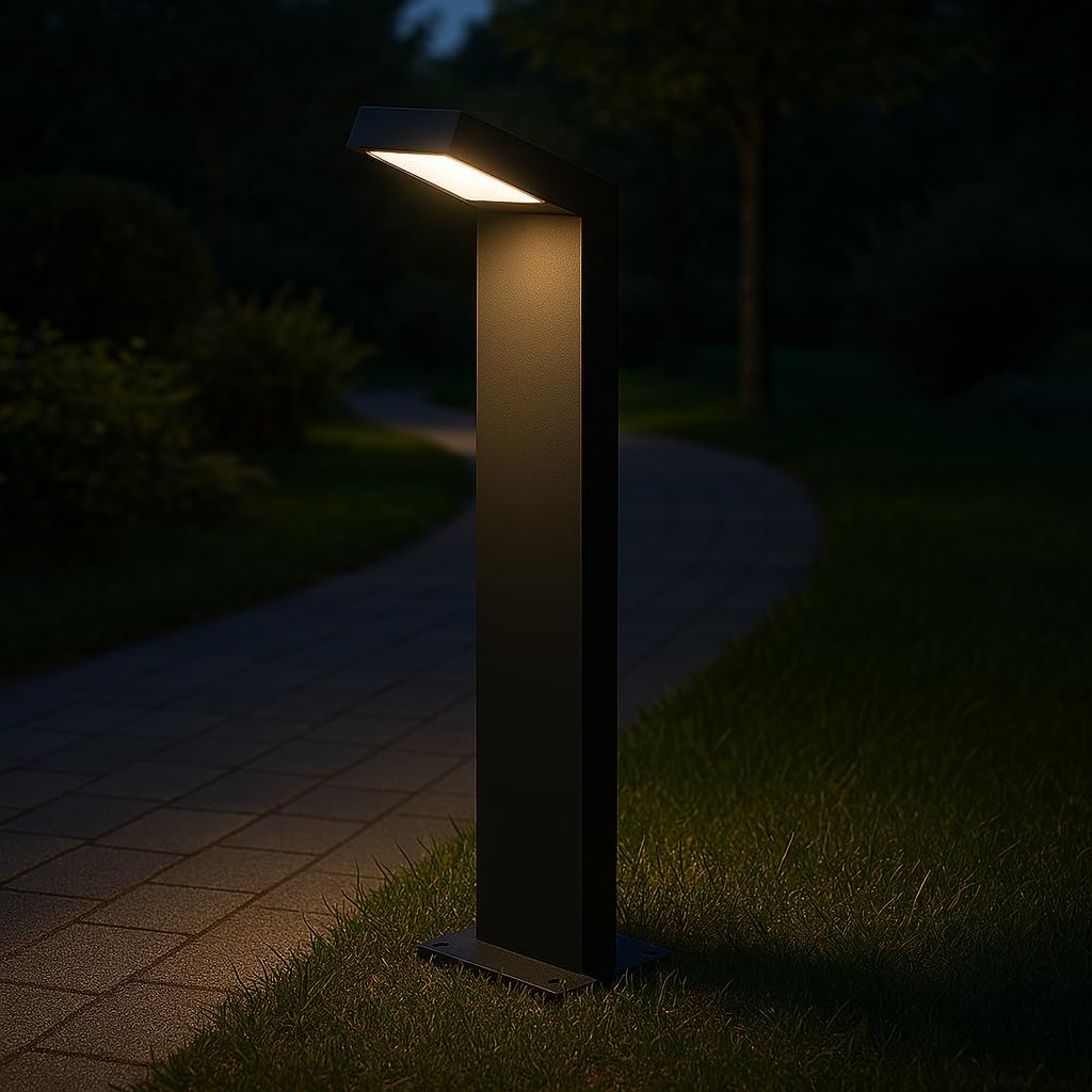 Lampione da Giardino Moderno 10W, Paletto Luce LED Esterno 4000K, IP54 Impermeabile, H580mm, Lampada da Esterno per Vialetti, Cortile, Giardino – Alluminio 954PA-H580