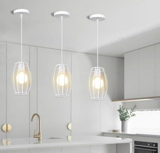 Lampadario da soffitto pendente a sospensione di forma ovale nero o bianco portalampada con attacco e27  A34