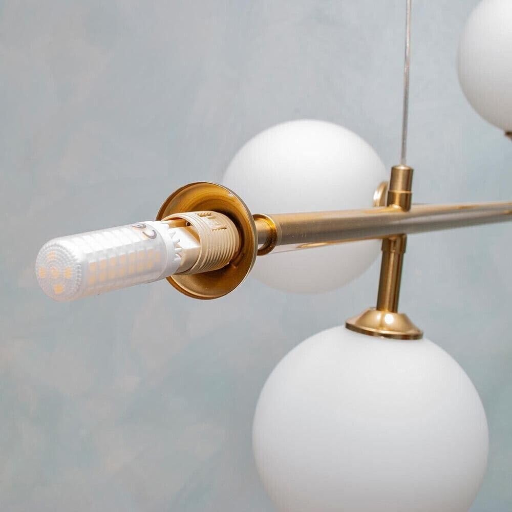 Lampadario a sospensione 6 sfere colore bianco attacco g9 moderno B88