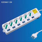 2 Pezzi Multipresa Italiana 6 Posti Bipasso 10/16A con Interruttori Singoli, Presa Multipla con Controllo Individuale, Spina 16A, Cavo 1,5 m, Bianco– C-X203060