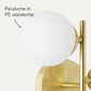 Applique da Parete Moderna G9, Lampada da Muro Design con Sfere Opaline, Stile Elegante in Metallo Oro per Camera da Letto Soggiorno Corridoio, Lampadina Non Inclusa AQ42