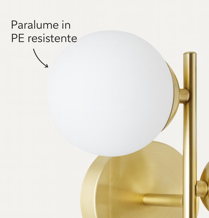 Applique da Parete Moderna G9, Lampada da Muro Design con Sfere Opaline, Stile Elegante in Metallo Oro per Camera da Letto Soggiorno Corridoio, Lampadina Non Inclusa AQ42