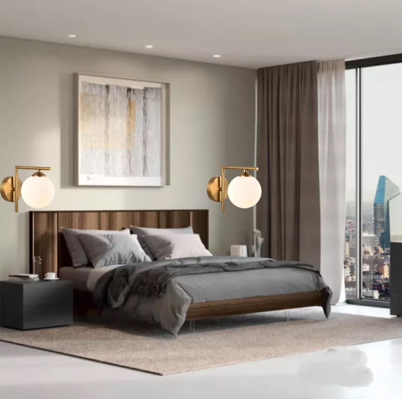 Applique da muro interno G9 in bronzo,lampada da parete Moderno in metallo e vetro per Camera da letto/Soggiorno/Bagno E79-B