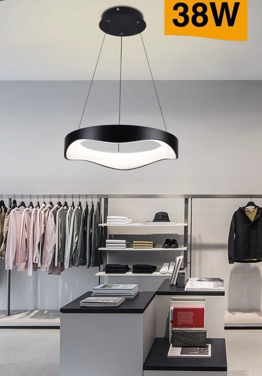 TEKHOME Lampadario plafoniera led a onda 38 w 3 colori luce bianca calda naturale A67 (BIANCO 3 COLORE)