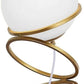 Lampada da tavolo comodino oro con sfera in vetro bianco design moderno lume dorato con cerchi D31